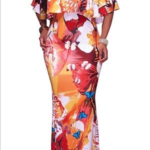 Vintage off shoulder Butterfly Dress